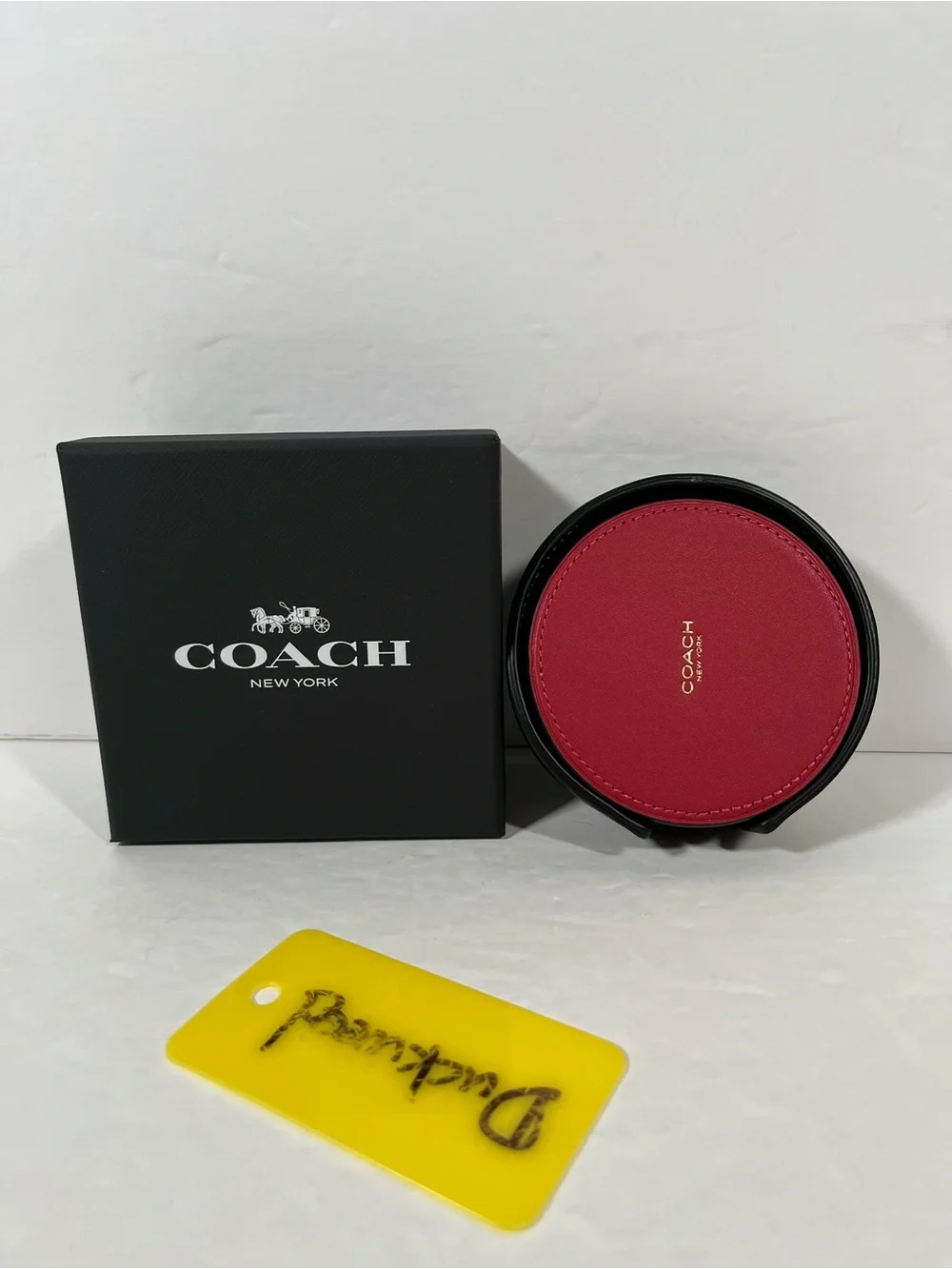COACH Leather Round Coasters - Multi Color Set